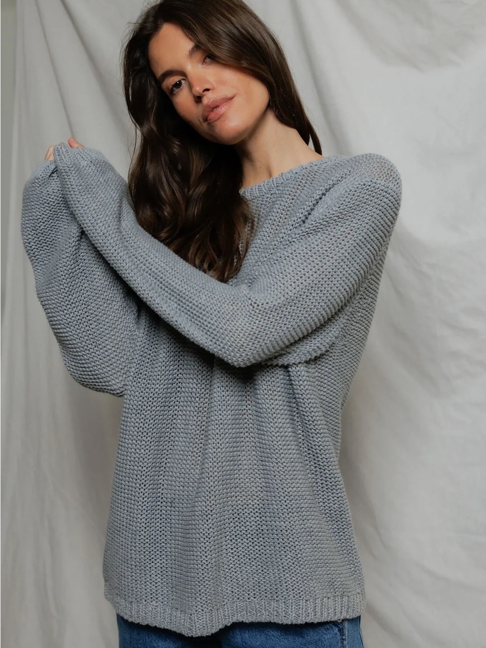 NWT perfectwhitetee margaret cotton slouchy open-knit sweater